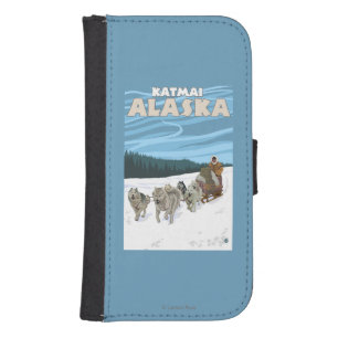 Dog Sledding Scene - Katmai, Alaska Wallet Phone Case For Samsung Galaxy S4