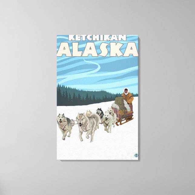 Dog Sledding Scene - Ketchikan, Alaska Canvas Print (Front)