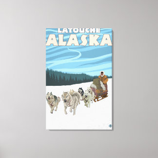 Dog Sledding Scene - Latouche, Alaska Canvas Print