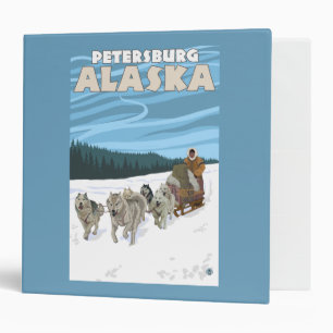 Dog Sledding Scene - Petersburg, Alaska 3 Ring Binder