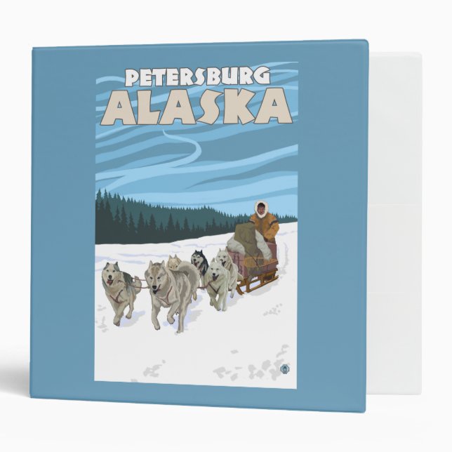 Dog Sledding Scene - Petersburg, Alaska 3 Ring Binder (Front/Inside)