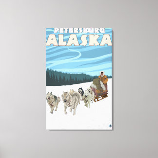 Dog Sledding Scene - Petersburg, Alaska Canvas Print
