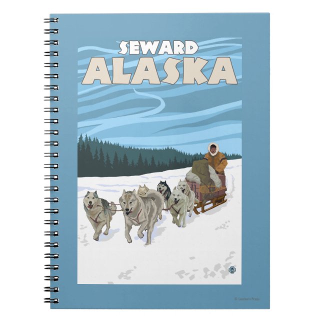 Dog Sledding Scene - Seward, Alaska Notebook (Front)