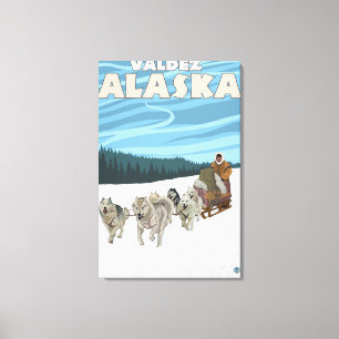 Dog Sledding Scene - Valdez, Alaska Canvas Print