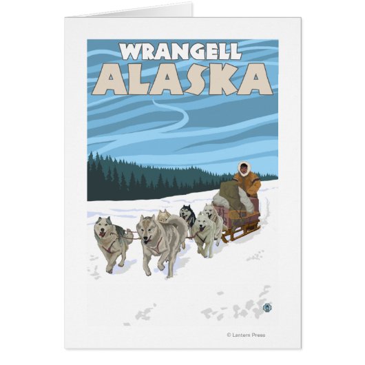 Dog Sledding Scene - Wrangell, Alaska Cards (Front)