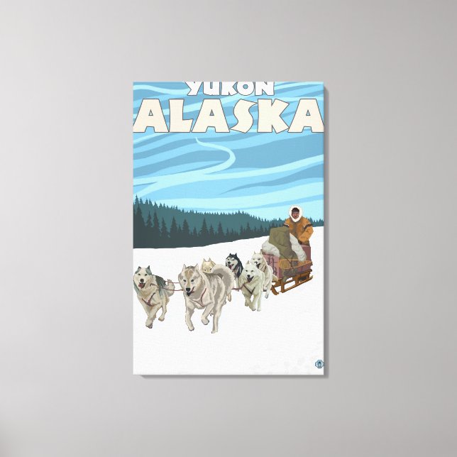 Dog Sledding Scene - Yukon, Alaska Canvas Print (Front)