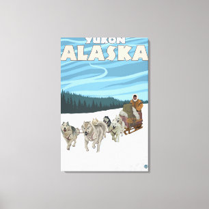 Dog Sledding Scene - Yukon, Alaska Canvas Print