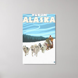 Dog Sledding Scene - Yukon, Alaska Canvas Print