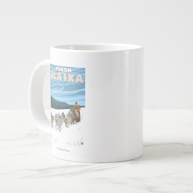 Dog Sledding Scene - Yukon, Alaska Giant Coffee Mug (Front Left)