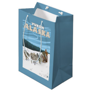 Dog Sledding Scene - Yukon, Alaska Medium Gift Bag