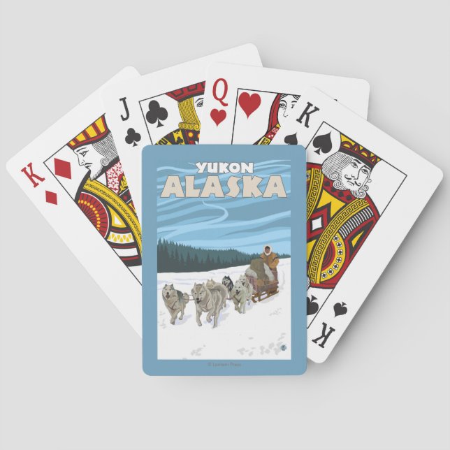 Dog Sledding Scene - Yukon, Alaska Poker Cards (Back)