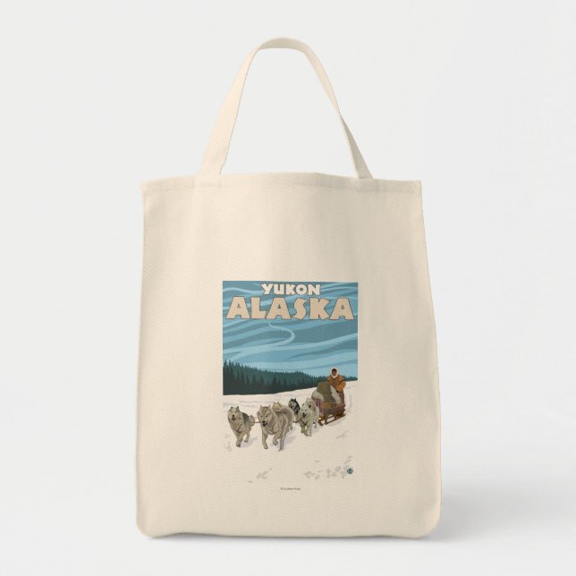 Dog Sledding Scene - Yukon, Alaska Tote Bag (Front)