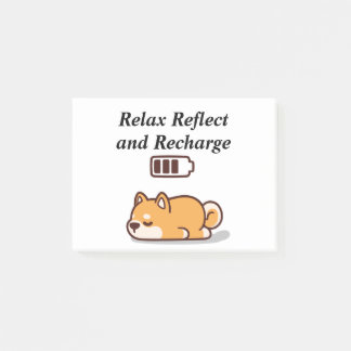 Dog sleeping battery charging power energy fun post-it notes