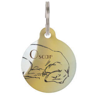 Dog, Sleeping Dachshund Custom Name Dog Pet Tag