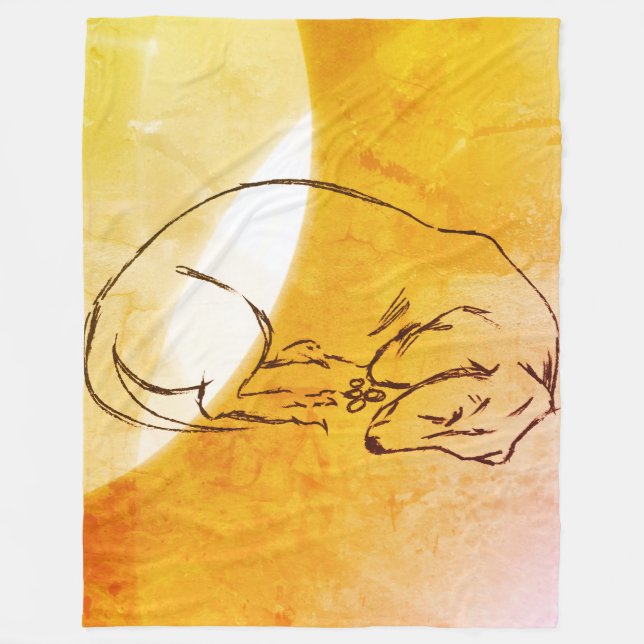 Dog, Sleeping Dachshund Dog  Fleece Blanket (Front)