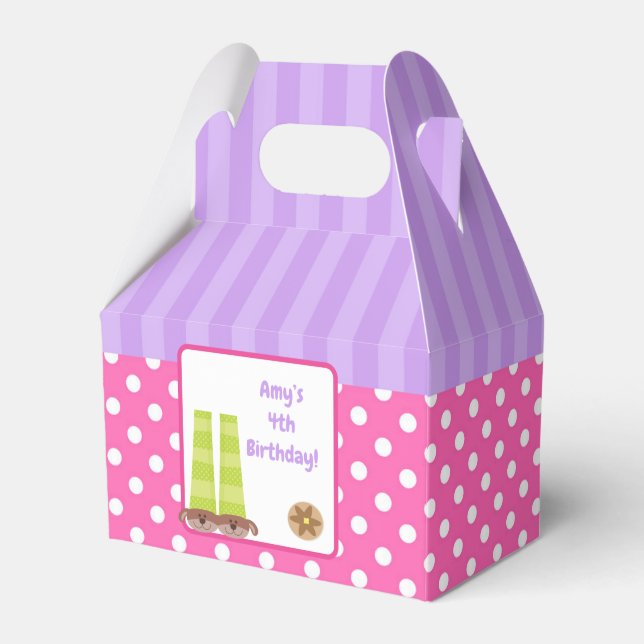 Dog Slippers Pyjamas & Pancakes Birthday Party Favor Boxes (Front Side)