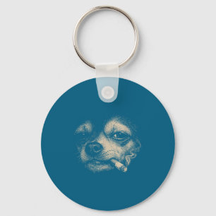 Dog Smoking Cigarette Chihuahua Meme Keychain