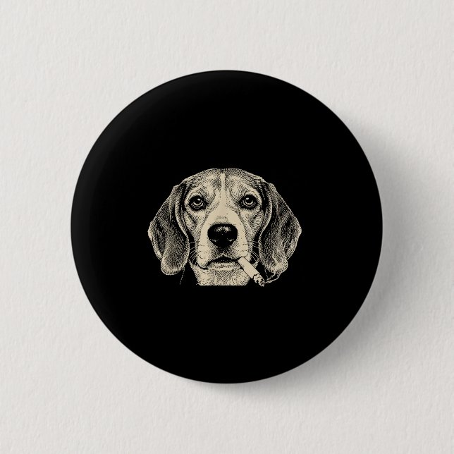 Dog Smoking Cigarette Funny Beagle Meme  Button (Front)