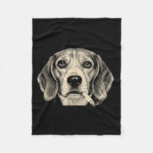 Dog smoking cigarette funny beagle meme  fleece blanket