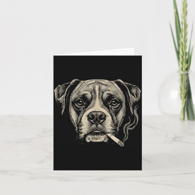 Dog Smoking Cigarette Funny Boxer Dog Meme  Card (Front)