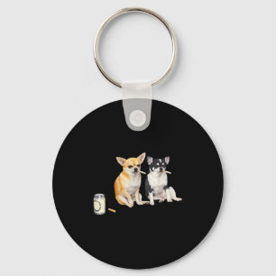 Dog Smoking Cigarette Funny Chihuahua Meme  Keychain