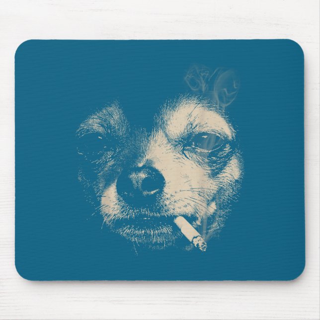 Dog Smoking Cigarette Funny Chihuahua Meme  Mouse Pad (Front)