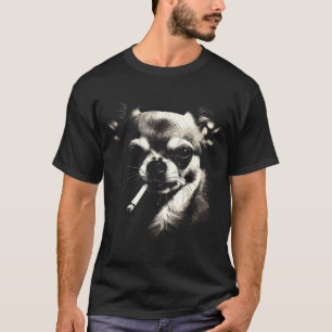 Dog Smoking Cigarette Funny Chihuahua Meme T-Shirt