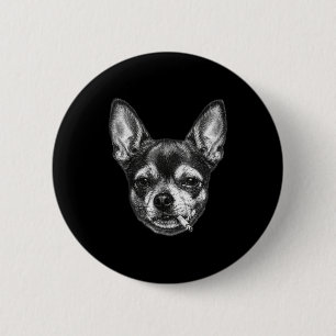 Dog smoking cigarette funny chihuahua meme vintage button