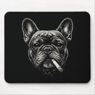 Dog Smoking Cigarette Funny French Bulldog Meme Mouse Pad