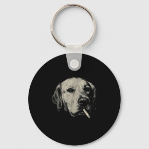 Dog smoking cigarette funny golden retriever meme keychain