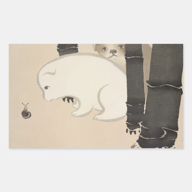 Dog snail Kamisaka Sekka japan painting art canvas Rectangular Sticker (Front)