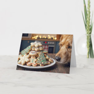 Dog Sniffing Christmas Sugar Cookies Card