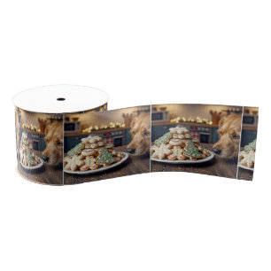 Dog Sniffing Christmas Sugar Cookies Grosgrain Ribbon