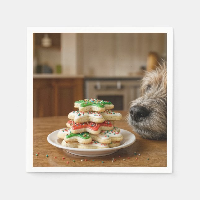 Dog Sniffing Christmas Sugar Cookies Napkins (Front)