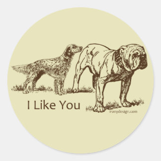 Dog Sniffs Butt Classic Round Sticker