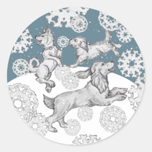 Dog Snowflake Cocker Spaniel Winter Snow Christmas Classic Round Sticker