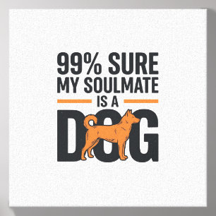 Dog Soulmate Funny Vintage Engraving T-Shirt Desig Canvas Photo Tile