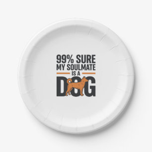 Dog Soulmate Funny Vintage Engraving T-Shirt Desig Paper Plates
