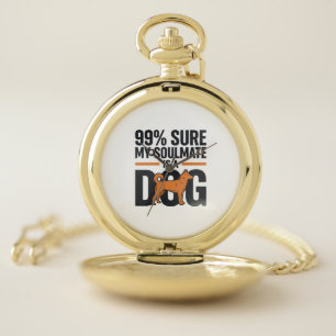 Dog Soulmate Funny Vintage Engraving T-Shirt Desig Pocket Watch