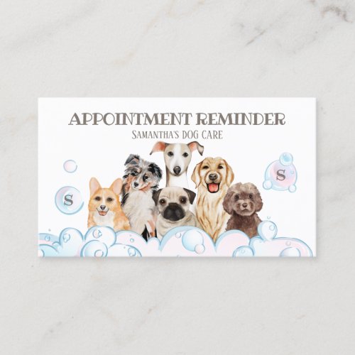 Dog Spa Sitting Bath Grooming Appointment Reminder Business Card