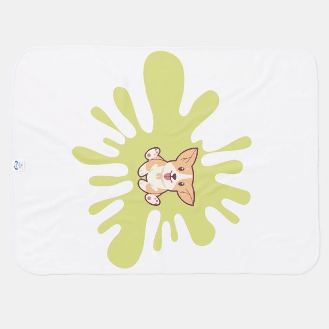 dog splash paint baby blanket (Back Horizontal)