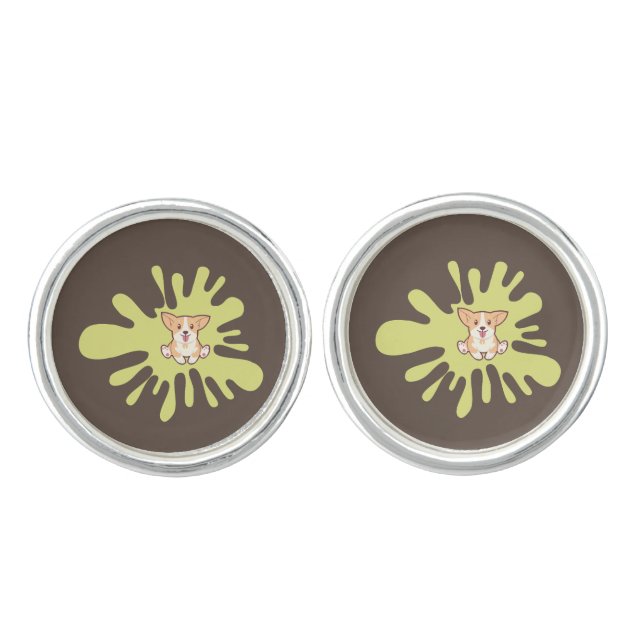 dog splash paint cufflinks (Front)