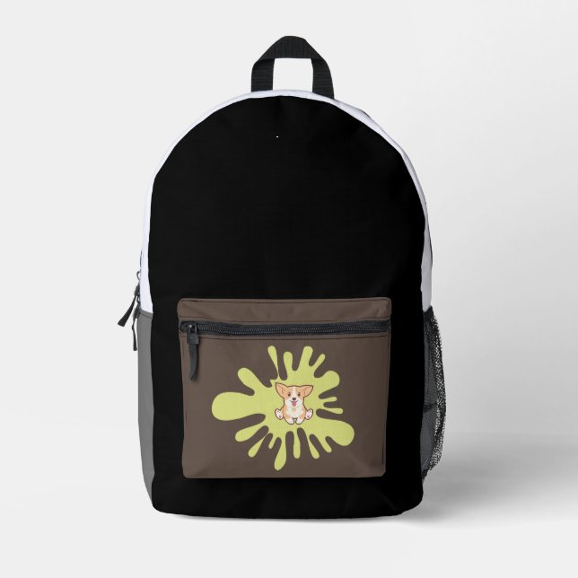 dog splash paint printed backpack (Front)