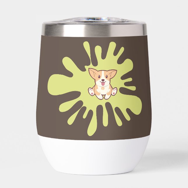 dog splash paint thermal wine tumbler (Front)