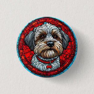 Dog Stained Glass Art Button