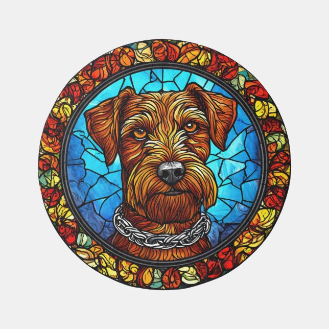 Dog Stained Glass Art Outdoor Rug (Front)