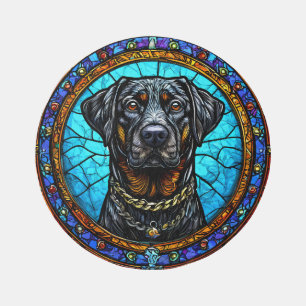 Dog Stained Glass Art Outdoor Rug