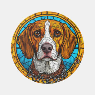 Dog Stained Glass Art Outdoor Rug