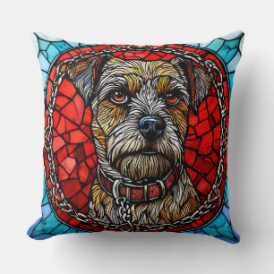 Dog Stained Glass Art Throw Pillow