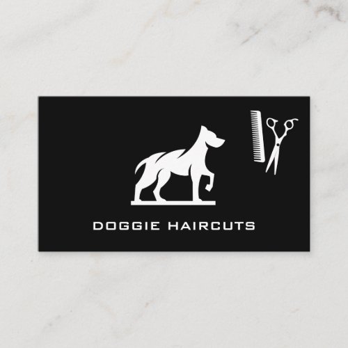 Dog Standing Logo  Scissors Comb Business Card